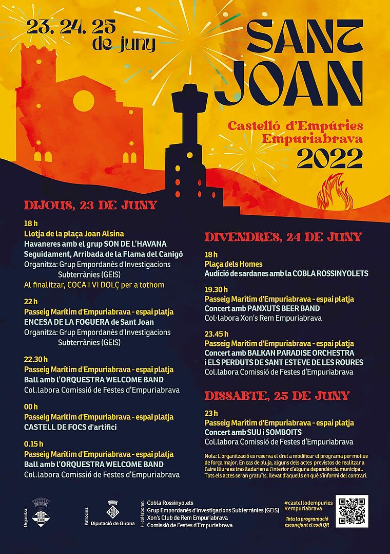 The night of Saint John in Empuriabrava, Castello d´Empuries from June 23 to 24, 2022 is a magical night.