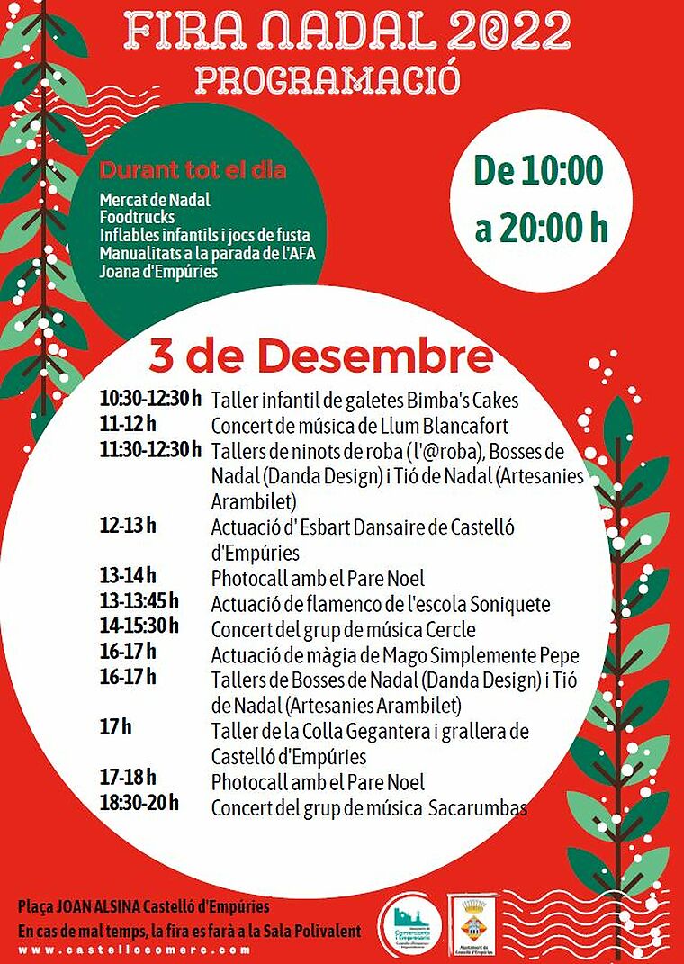 Feria de navidad en Empuriabrava, Castello de Empuries de 3-4 diciembre.